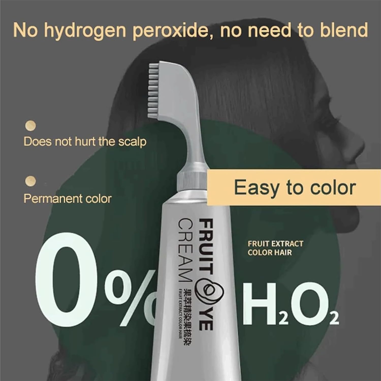 Natural Fruit Hair Dye for Men and Women All Hair Types (Black)