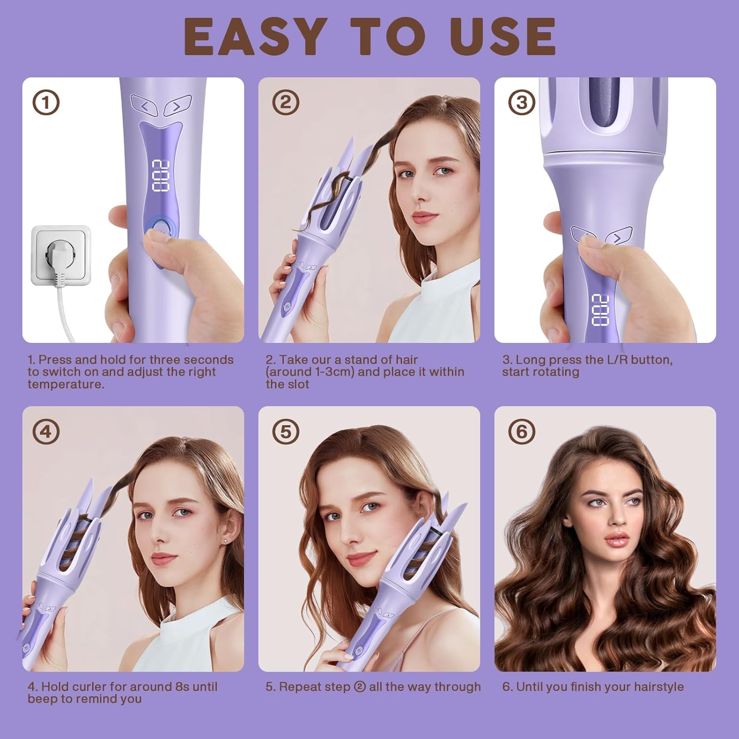 2 in 1 Wireless Hair Straightener and Automatic Curler